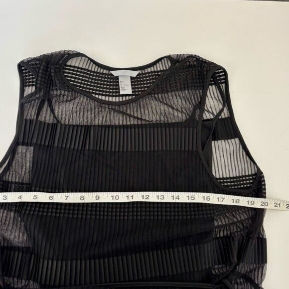 Y2K H & M Large Midi Striped Sheer Mesh BodyCon Festival Avant-Garde Gothic Glam - Picture 4 of 12